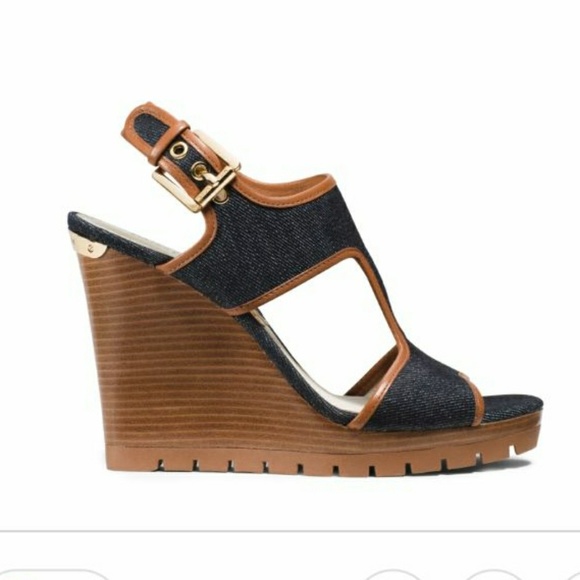 MICHAEL Michael Kors Shoes - New MICHAEL KORS Gillian Wedges Denim sz 7.5